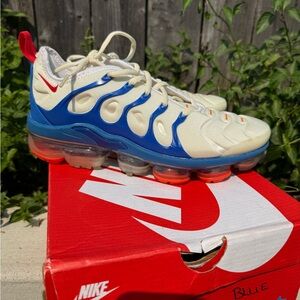 Nike VaporMax Plus Cream and Blue Sneakers